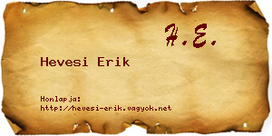 Hevesi Erik névjegykártya